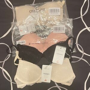 Elegant Lace Bra Set - Black, Pink, Cream